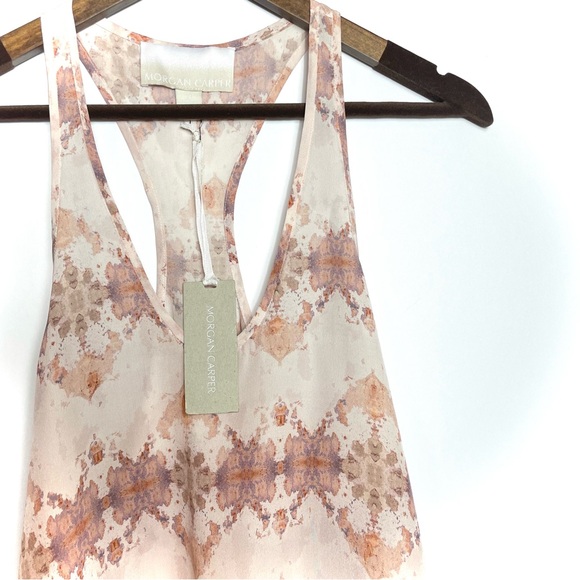 Morgan Carper Split Side 100% Silk Racerback Medium Neutral Tones Anthropologie - Picture 2 of 5